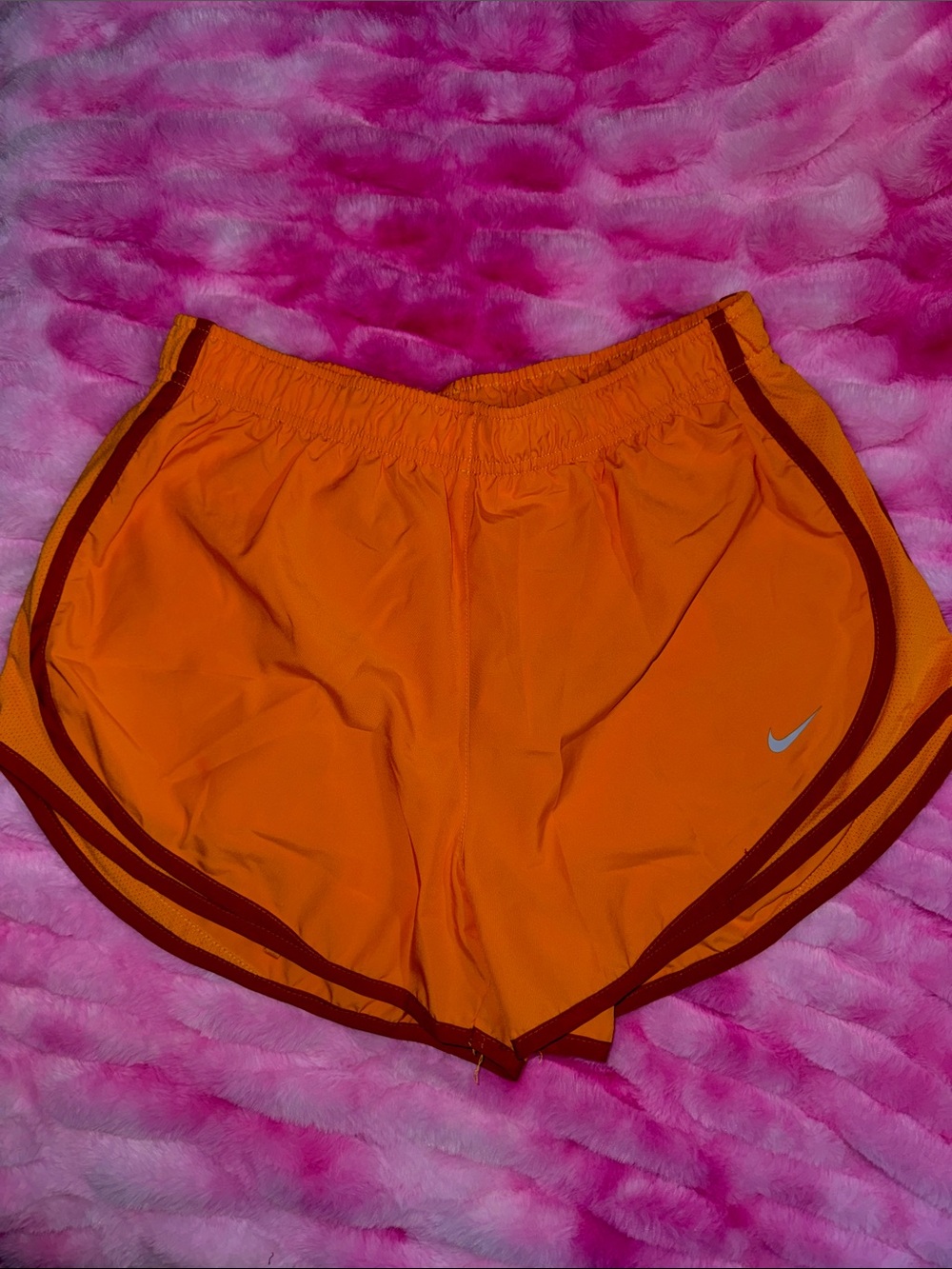 Nike Orange Athletic Shorts with Maroon Trim